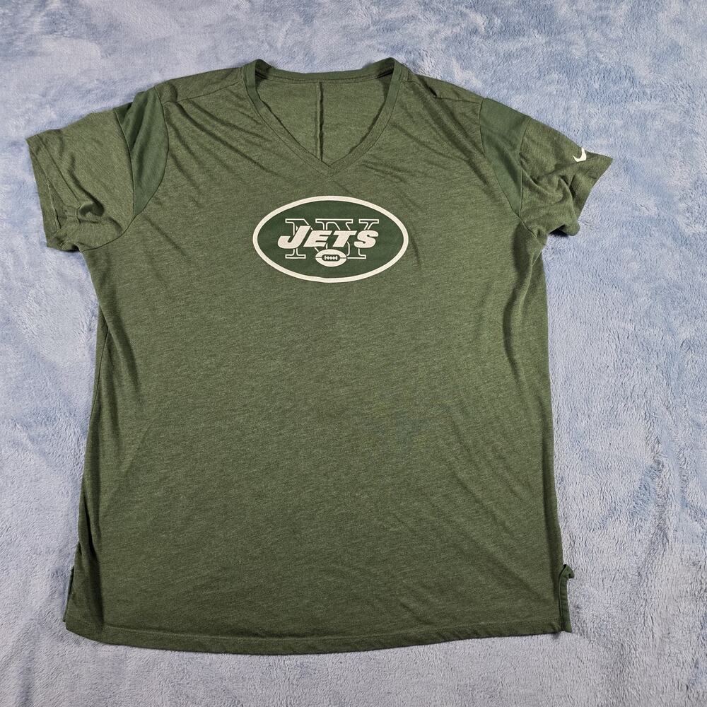 Nike New York Jets Women’s 2XL Green V-Neck Dri-Fit Style T-Shirt NFL